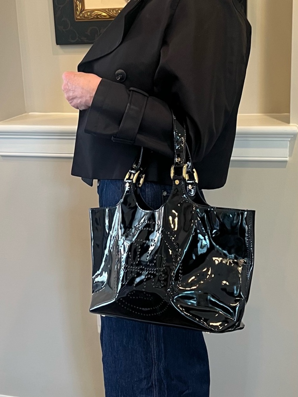 Tory Burch Black Patent Tote - Picture 6 of 7